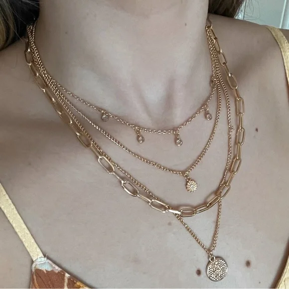 NEW | layered chain necklace with circle pendant - Picture 2 of 6
